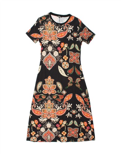 DESIGUAL Womens Maxi Dress UK 12 Medium Black Paisley CM08