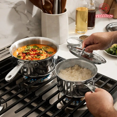 All-Clad D3 Everyday 3-Ply Stainless 4Pc Saucepan Set 1.5 & 3 Quart