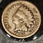 1864 L Indian Head Cent RARE Keydate Good Fine Details Circulated LOW PRICE !!