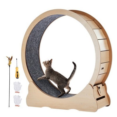 Cat Exercise Wheel 43.3'' Large Cat Treadmill Wheel for Indoor Cats Yellow
