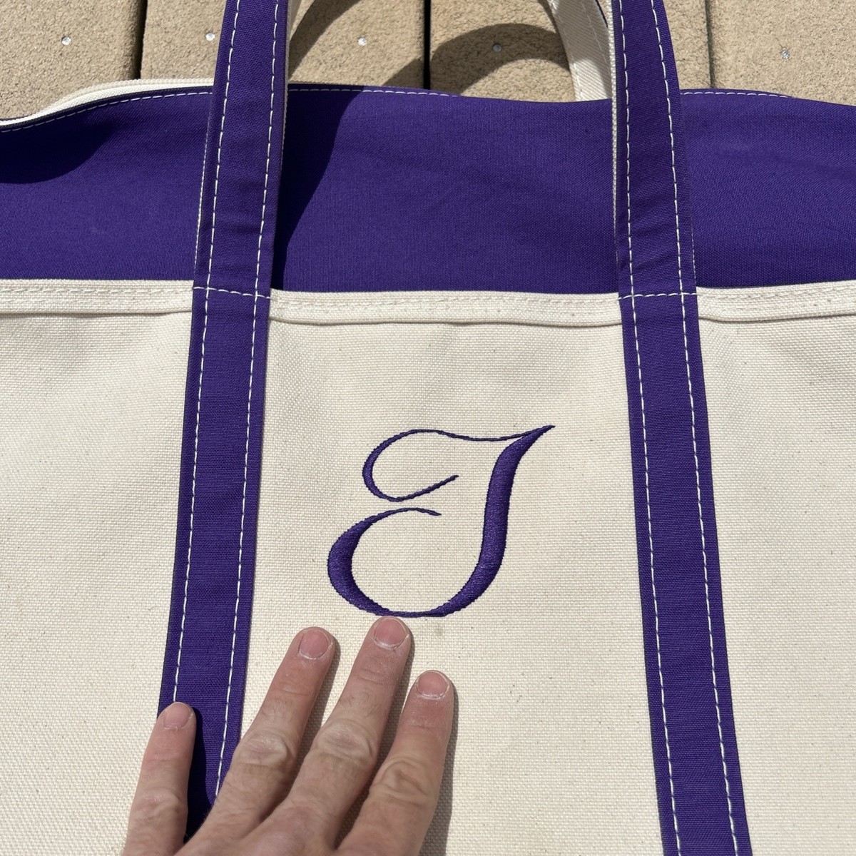 L.LBEAN BOAT AND TOTE パープル　ラージサイズ Vintage LL BEAN BOAT AND TOTE Canvas Bag Purple Short Handle