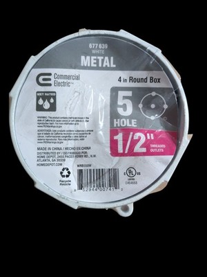 4 in. Round Metallic Weatherproof Box with (5) 1/2 in. Holes, White