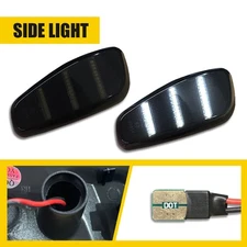L R Smoked + LED White Marker Lights Side Fender for Lamps 2015-up Jeep Renegade