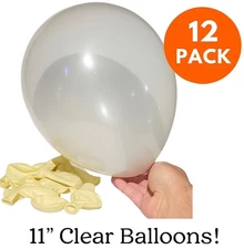 12 CLEAR BALLOONS 11" Needle Thru Through Refills Magic Trick Silk Magician Pack