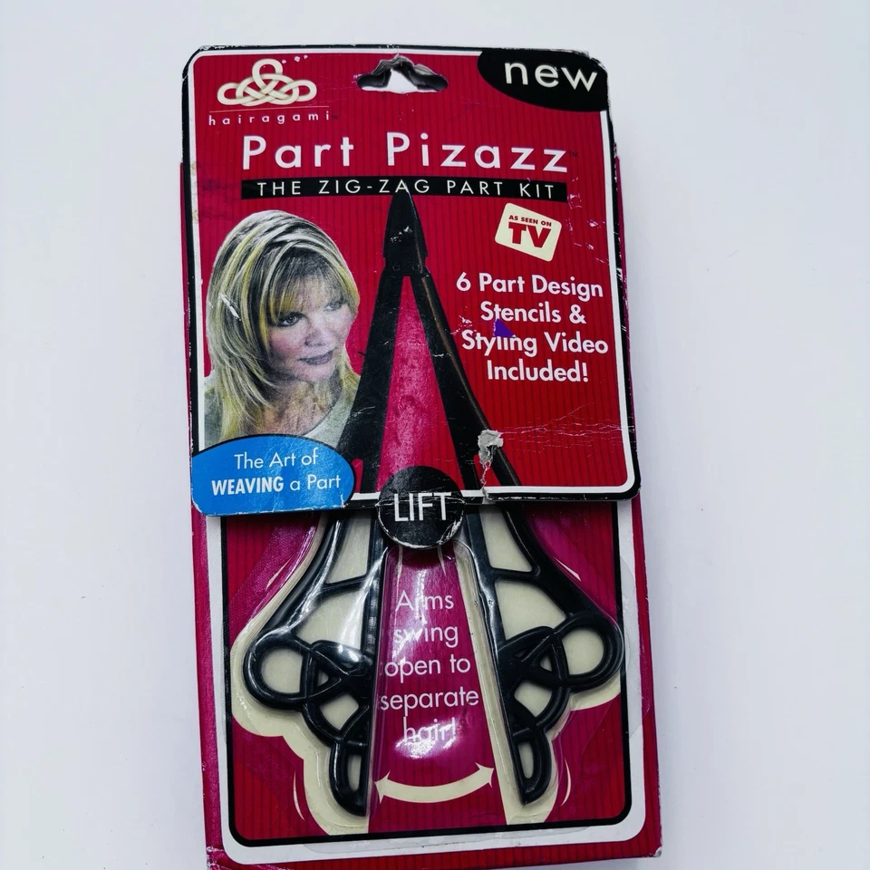 Part Pizazz Hairagami Zig Zag Part Kit Design 6 Stencils w. Video Vtg Y2K 2001 - Image 2 of 4