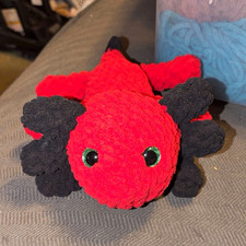 Red Black Axolotl Crochet Plush Stuffed Animal customization available