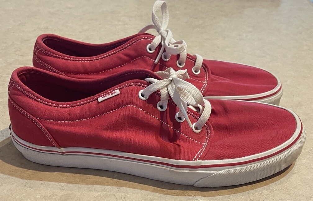 VANS Mens Authentic Era Classic Red Canavs Skate Shoes Sneakers Size 10.5