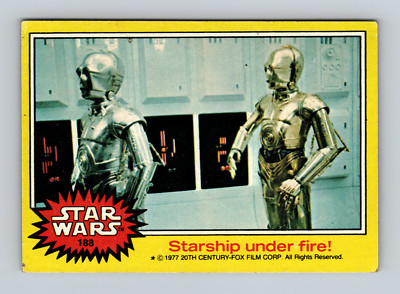 1977 Topps Star Wars Ser 3 Yellow #188 Starship Under Fire! C-3PO Good