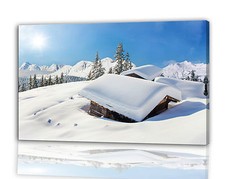 Bild Foto auf echter Leinwand Deko Berg Schnee Winter Alpen Fantasy Fotokunst