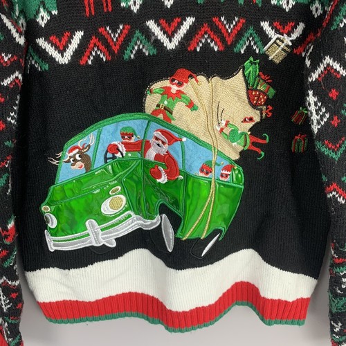Ugly Christmas Sweater 3D Appliqué Santa Van Presents Kids XXL Holiday Time - Picture 4 of 5