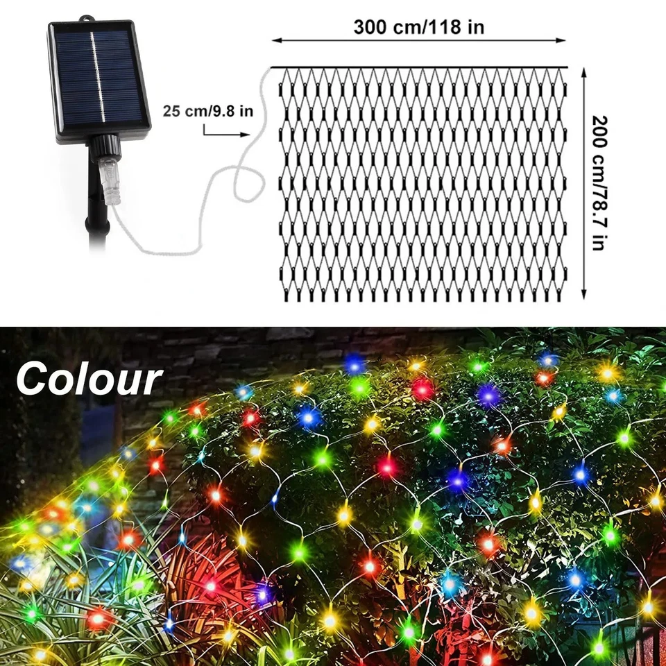 9.8*6.6Ft Solar Lights Net Waterproof 8 Lighting ModesOutside Garden Twinkle - Image 2 of 4