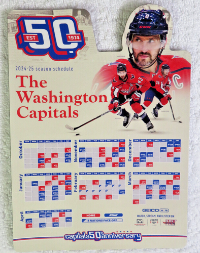 2024-25 washington CAPITALS magnetic SCHEDULE stadium GIVEAWAY perfect OVECHKIN