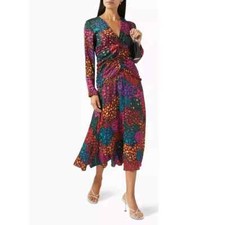Farm Rio Rainbow Hearts Lenzing Ecovero Viscose Midi Dress Multi Size Small $265