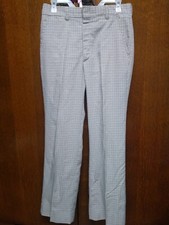 Vintage FARAH Made In USA Brown  Blue Pleated Dress Pants Men's 32x32