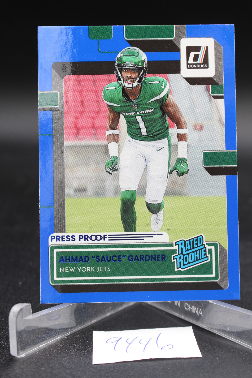 2022 Panini Donruss - Rated Rookie Ahmad Gardner #328 Press Proof Blue (RC)