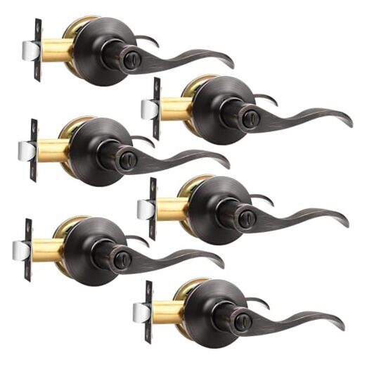 Oil Rubbed Keyless Privacy Door Lever for Interior Use Pack of 6-image