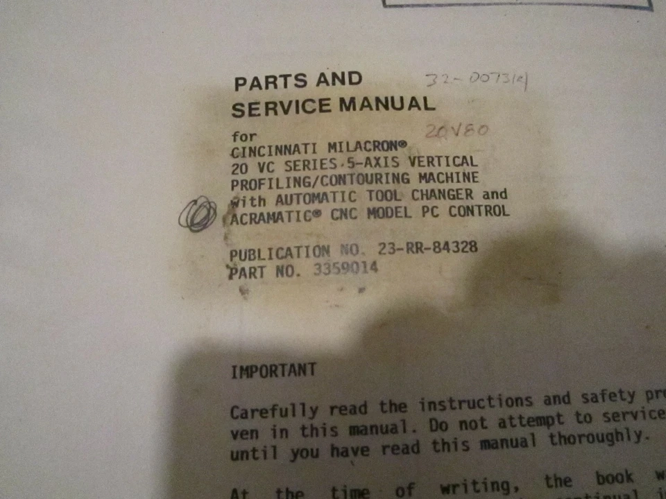 Cincinnati Milacron Parts & Service Manual Auto Tool Changer Publication BOOK - Image 2 of 4