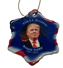 Donald Trump 45th US President Porcelain Christmas Double Sided Ornament