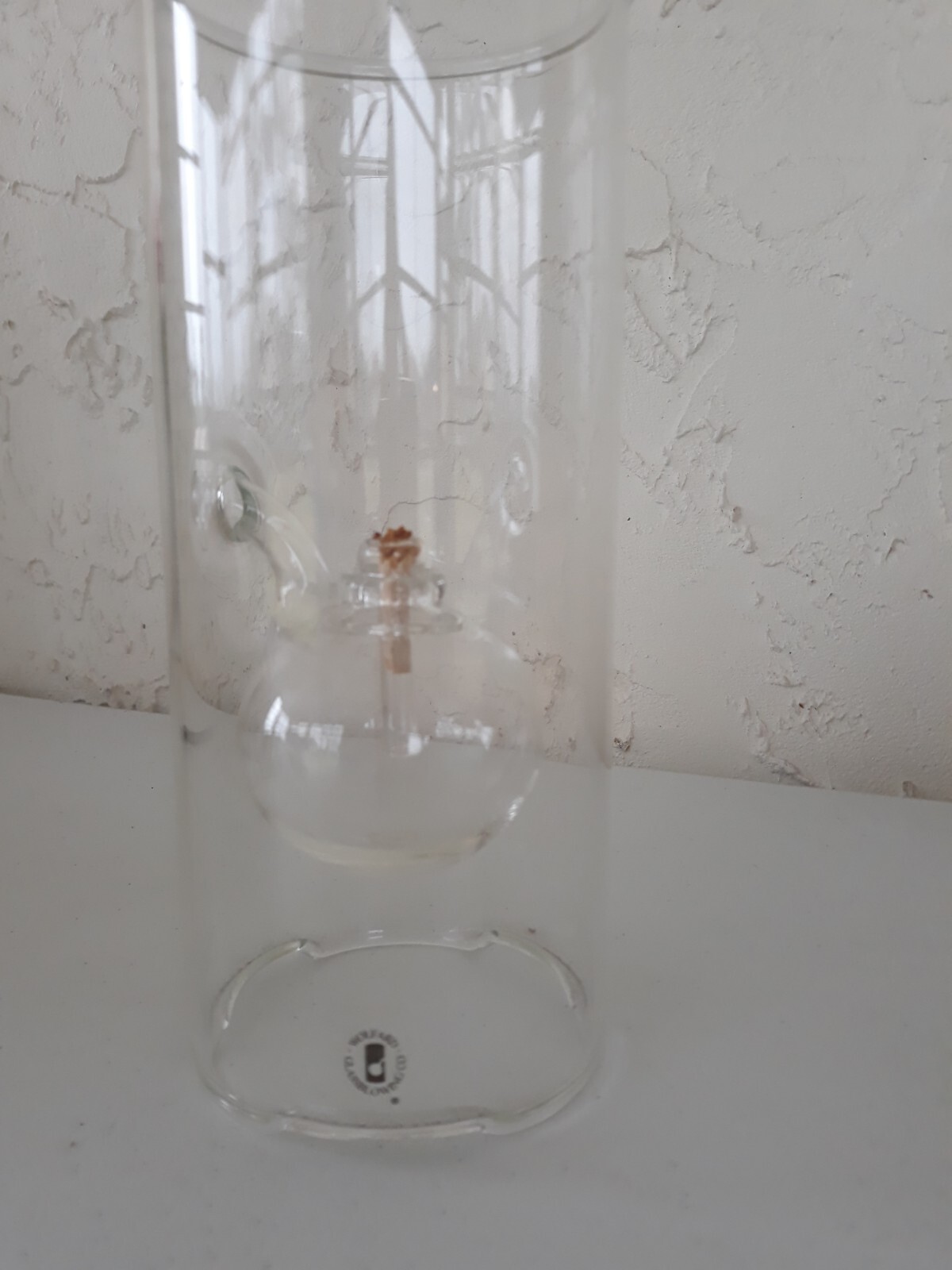 Wolfard Glass Blowing Co. Vintage Hand Blown 9" Glass Oil Lamp w/Wick