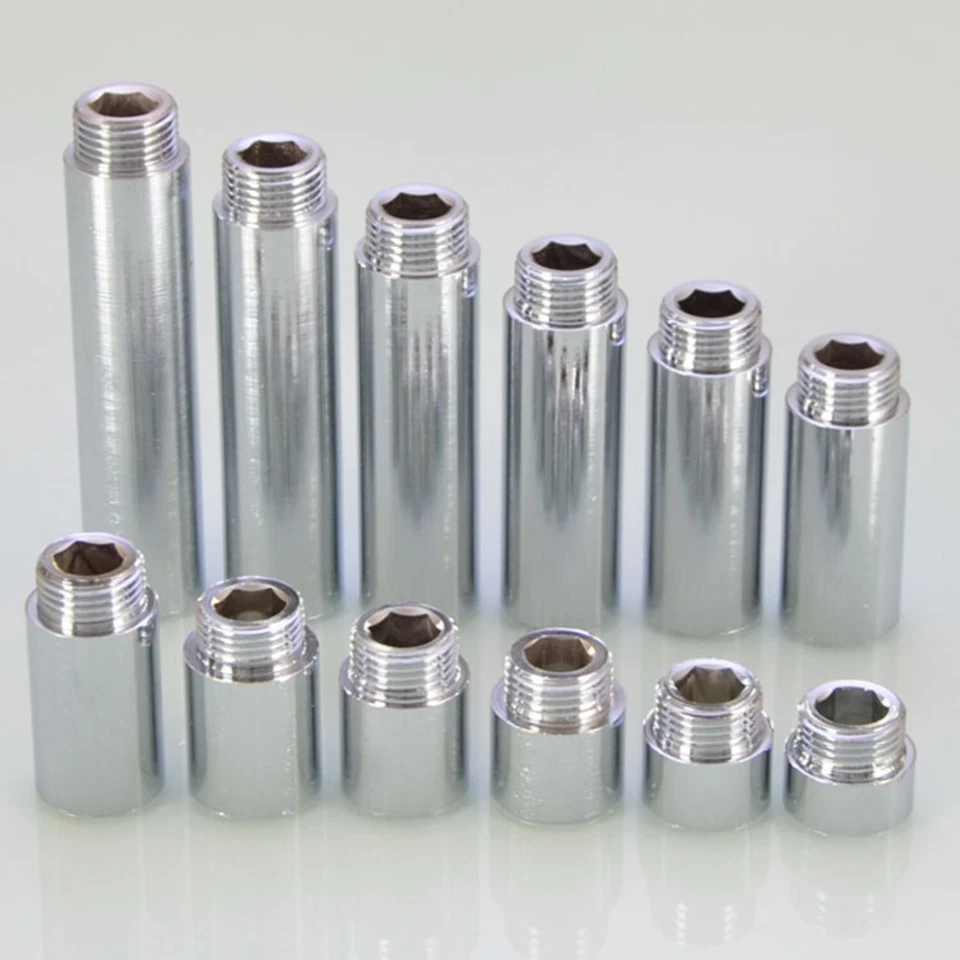 1/2" BSP Verlängerungsrohr Innengewinde x Außen Messing verchromt Länge 10-500mm - Bild 3 von 4