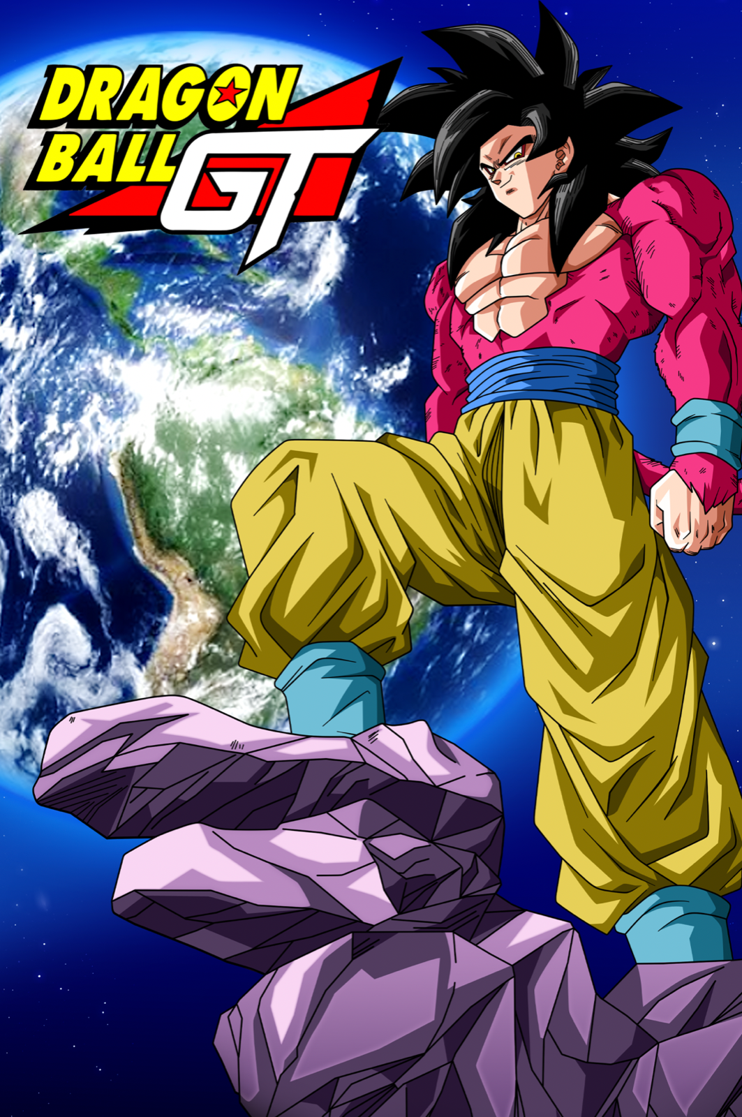 Dragon Ball GT Poster Goku SSJ4 on a rock with GT Logo 12inx18in Free  Shipping