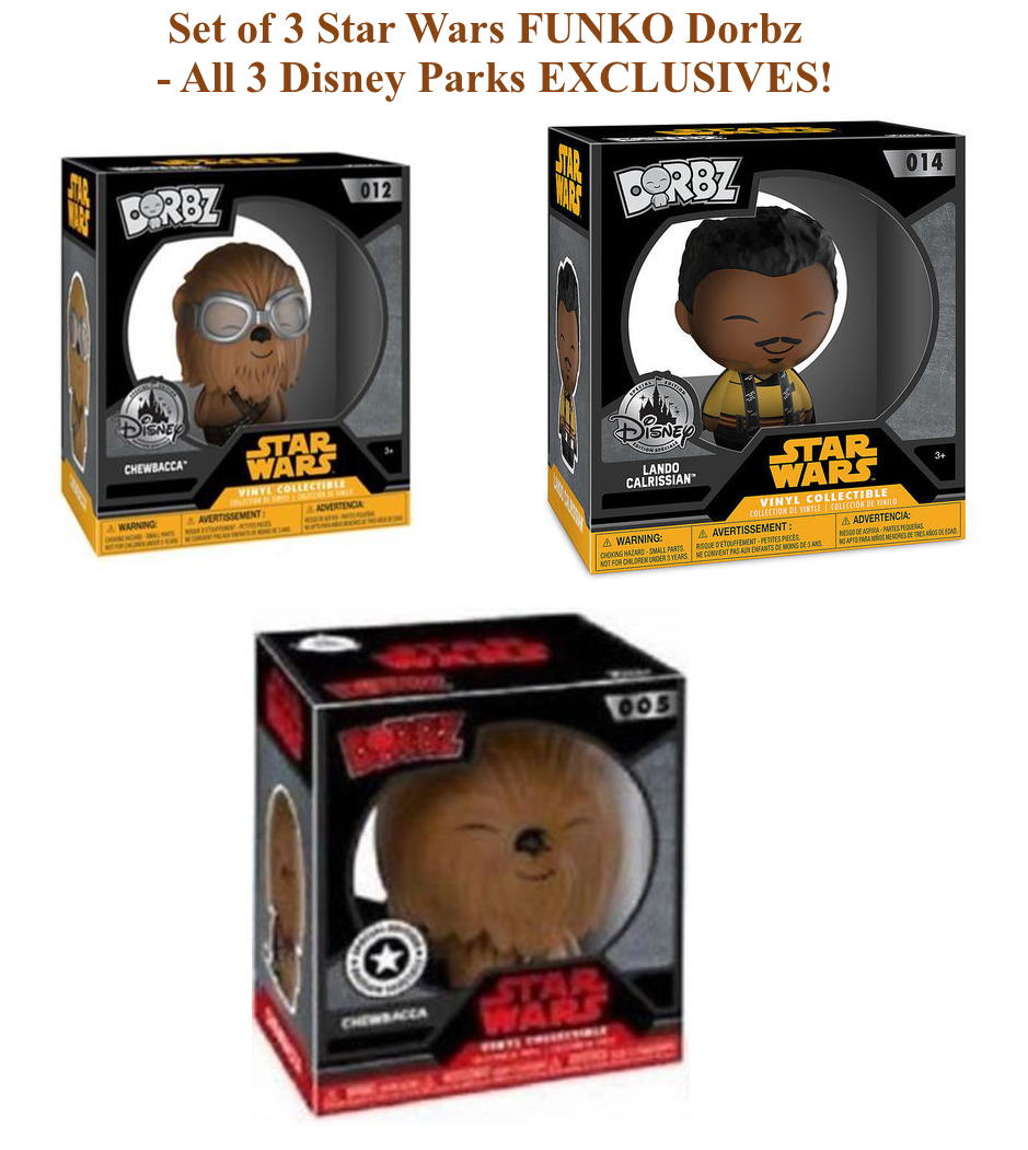 FUNKO Star Wars Dorbz Disney Parks Stores EXCLUSIVES 3 Figures