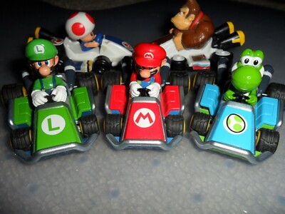 Pull & Speed Mario Kart Racers 3 Pack Yoshi Mario Luigi & 2 others
