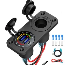 Dual USB Car Fast Charger Outlet, Cigarette Lighter Socket, Power Adapter Outlet