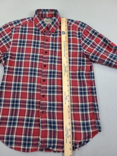 Naked & Famous Shirt Mens Medium Red Plaid Light Flannel Button Up Outdoor - Picture 4 of 9