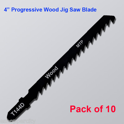 10x T144D 4'' 100mm T-shank Progressive Wood Cut Jig Saw Blades fits Bosch HCS 