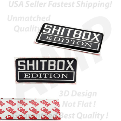 2pc OEM SHITBOX EDITION 2pc OEM DOUCHEBAG EDITION Chrome Domed Emblem Badge Car