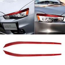 2pcs Carbon Fiber Front Headlight Light Eyebrow Cover Trim For Mitsubishi Lancer