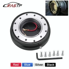 Black 6 Hole Steering Wheel Quick Release Hub Racing Adapter Snap Off Bolt