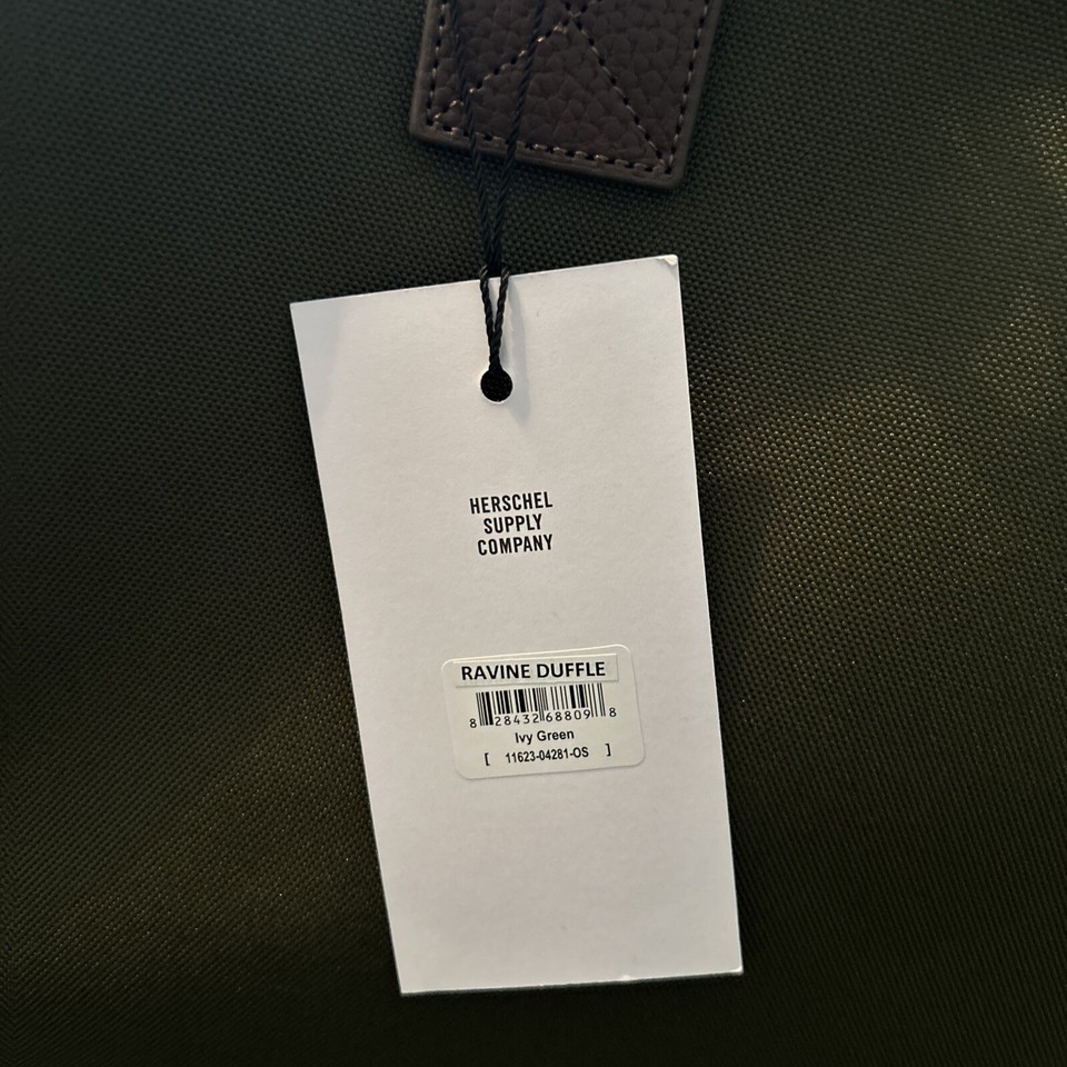 Herschel Supply Co Ravine Duffle Bag Green Tan Travel Weekend New With