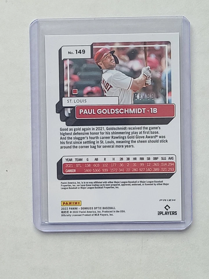 Panini Donruss Optic 2022 Paul Goldschmidt MVP rojo Pandora Prizm combinación de colores/99 Foto 2 de 2