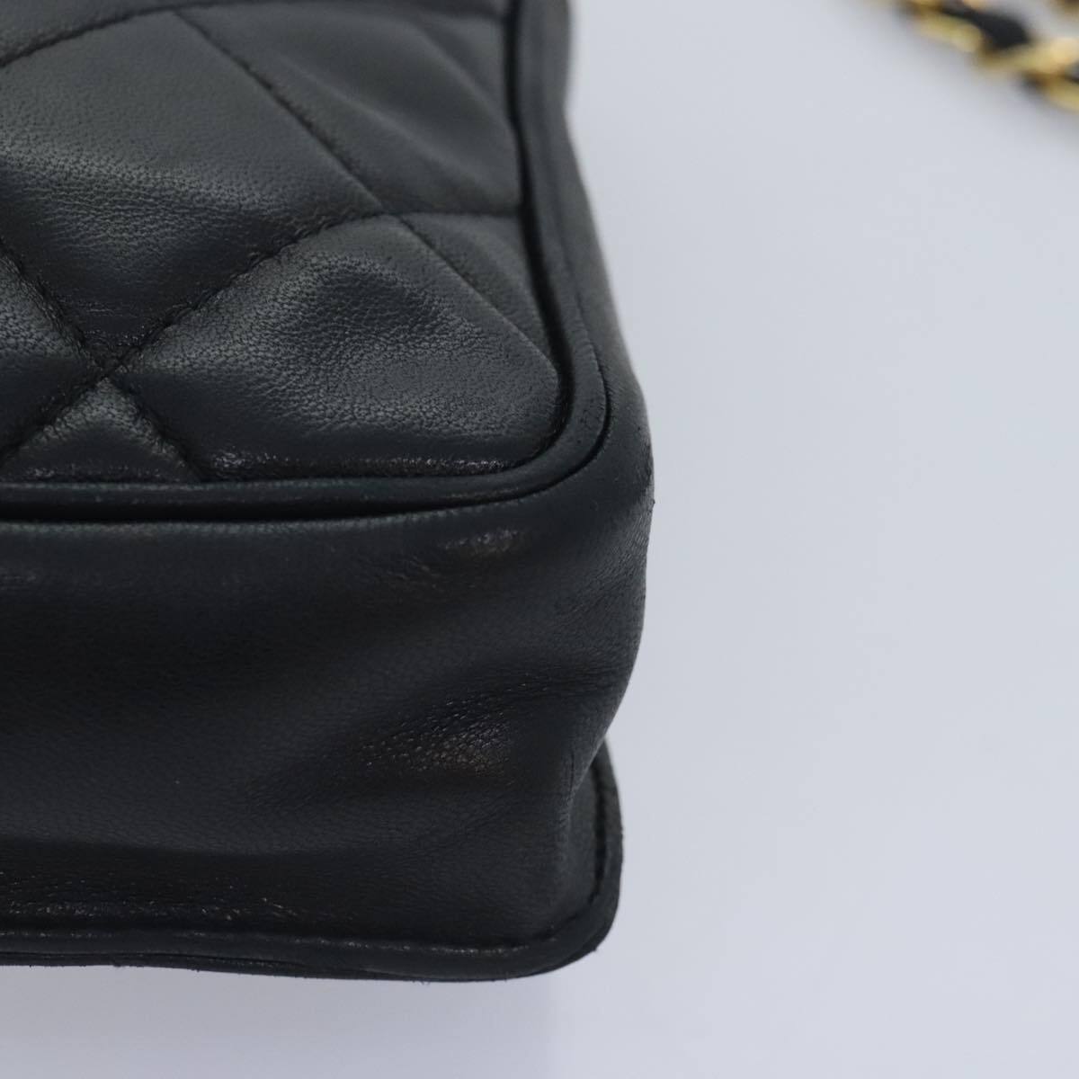 CHANEL Matelasse Chain Shoulder Bag Lamb Skin Black CC Auth CHANEL Matelasse Chain Shoulder Bag Lamb Skin Black CC Auth