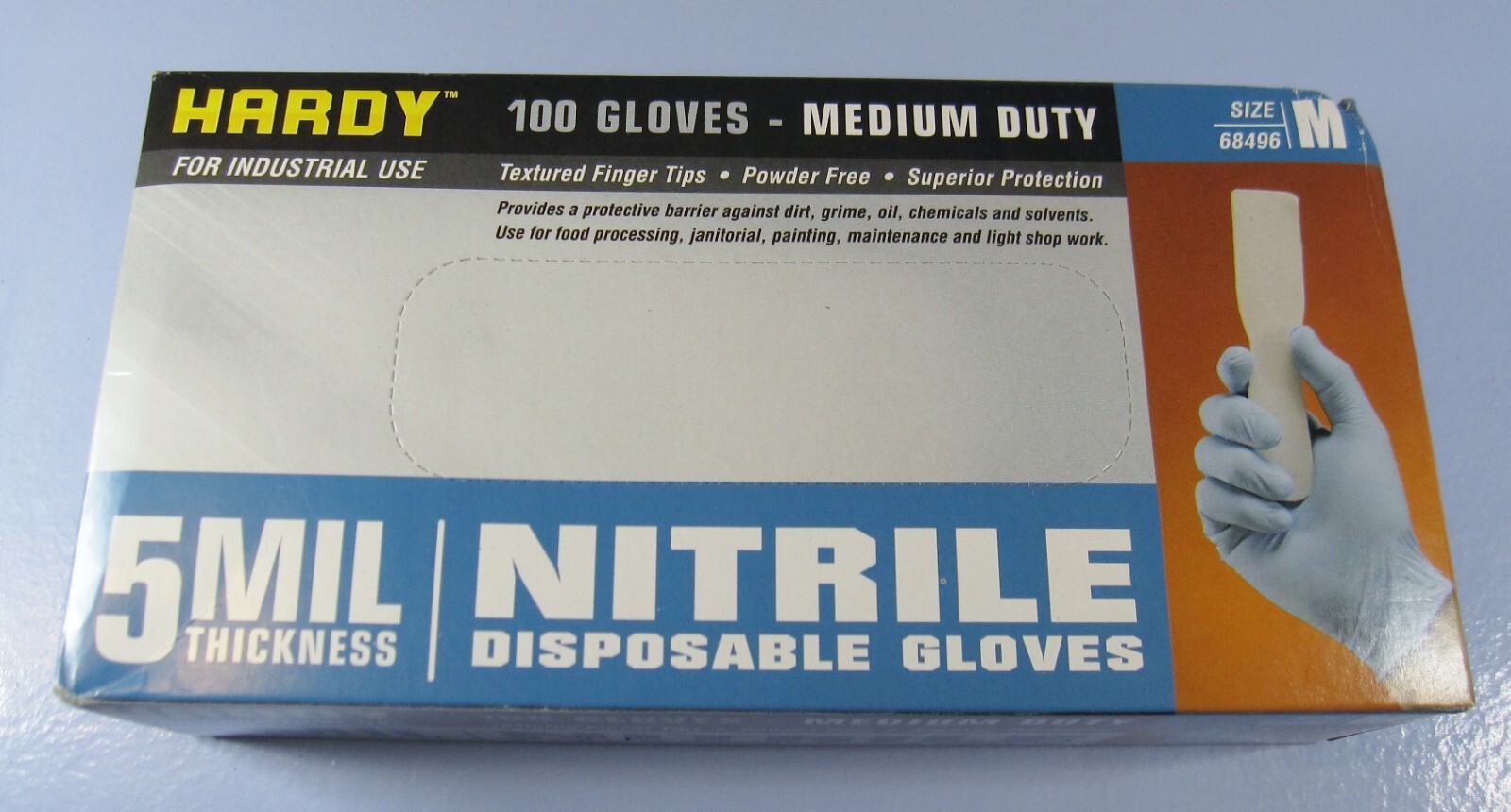 1000 Hardy Nitrile Gloves 5 MIL Powder Free Medium Duty Disposable S M