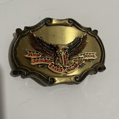 HARLEY DAVIDSON BELT BUCKLE ''SCREAMING EAGLES WINGS BAR & SHIELD'' 1978 RAINTREE