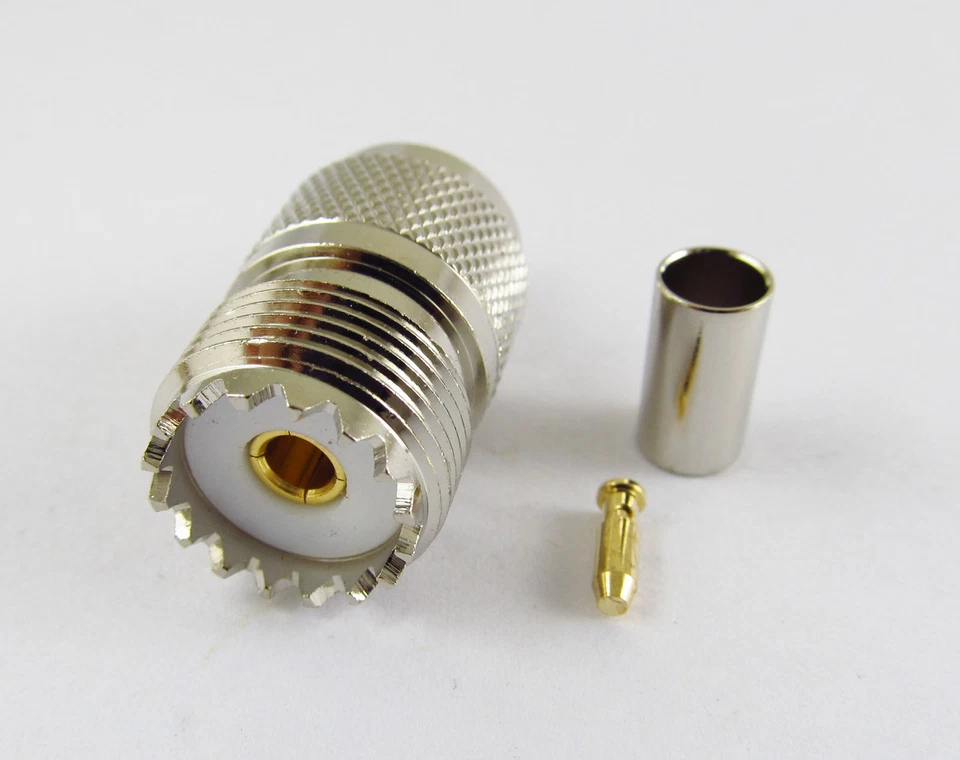 10pcs UHF SO239 Female Jack Crimp For RG58 LMR195 RG142 RG400 RF Cable Connector - Image 2 of 4