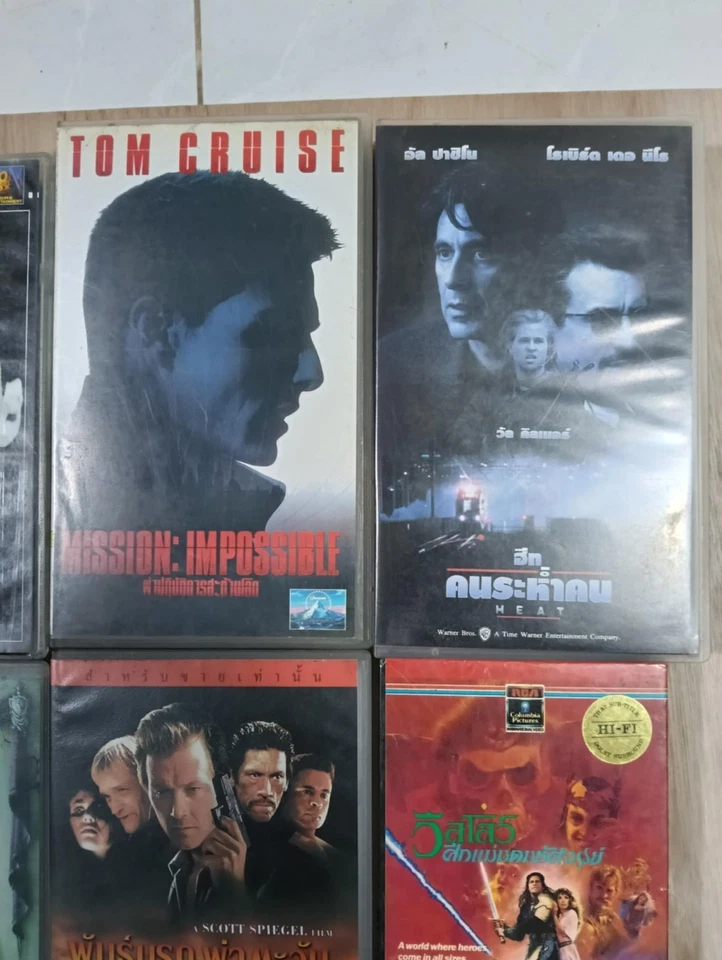 RARE Thai Subtitles VHS Lot 6 – Die Hard, Heat, Mission Impossible, Willow, Adda Foto 3 de 4