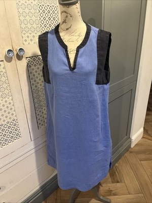 Toast Kleid Leinen knielang 14 jeansblau & marine Seitentaschen super bequem