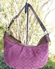 Coach LARGE F13741 Vintage Y2K Soho Hobo Shoulder Bag Purple Signature C Canvas