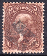 USA 1863 good used brown 5 cent Jefferson