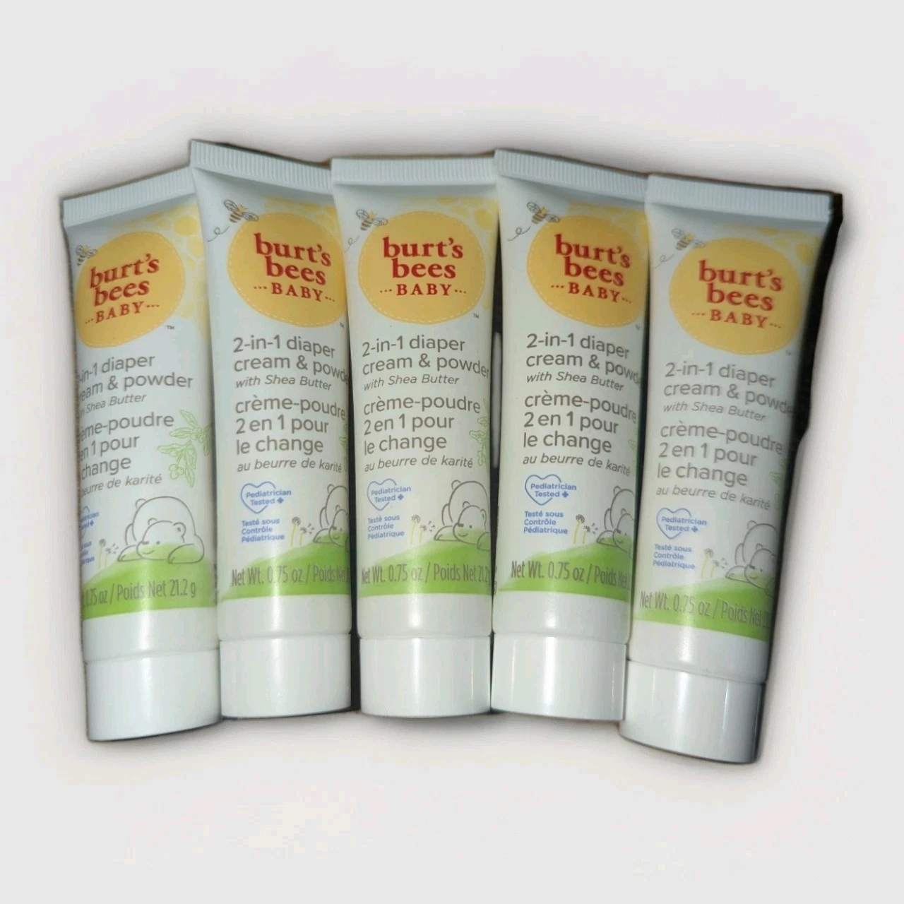 5 Burt's Bees Baby 2-in-1 Diaper Cream & Powder Shea Butter 0.75 Oz Cruelty Free
