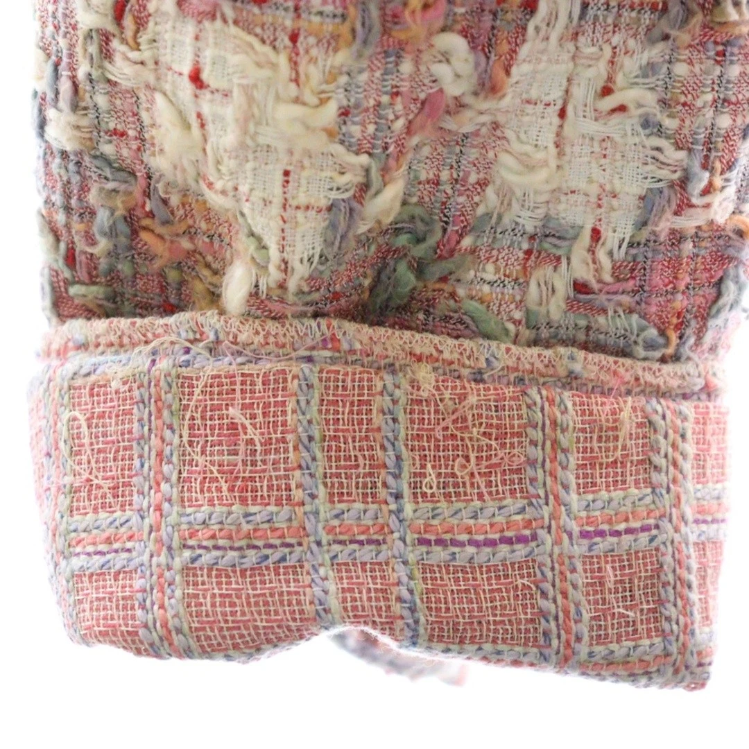 Cappotto lungo Chanel tweed senza bottoni cintura da donna rosa P23417W03305