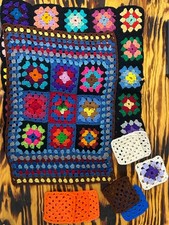 Vintage GRANNY SQUARE Random Crochet Squares and pieces