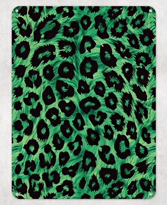 Schwarz grün Leopardenmuster Metall Poster Wand Blechschild Männerhöhle Schuppen Haus Plakette