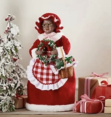 18'' Mrs Claus Figure Doll Holding Wreath Basket Valerie Parr Hill Rare