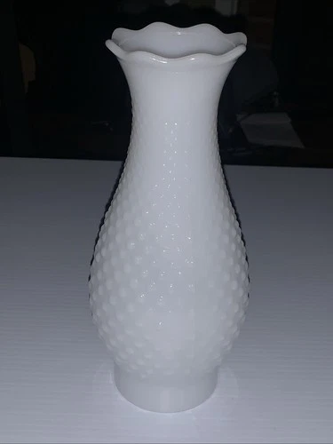 Vintage MCM 10" Milk Glass Lamp Chimney Light Part Shade, 3" Fitter, Corn Rows