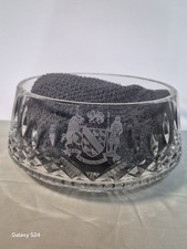 Rare Vintage Irish Waterford Crystal LISMORE 7" Round Bowl Cùchulainn coat arms